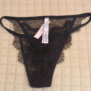 Victoria's Secret Black Beaded Lace Panty